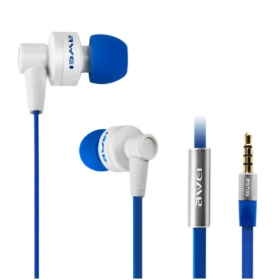 Awei ES-700i 1.20M In-ear Microphone 3D Audio Enamel Headset Earpiece for iPhone4/4s/5/5s/PC Tablet/Game Machine - Blue