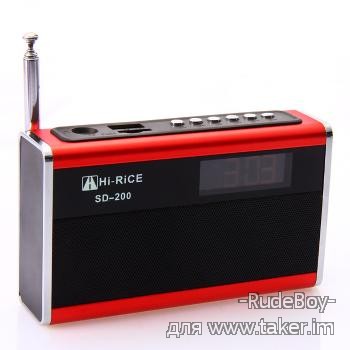 Hi-RiCE SD-200 (Mp3-проигрыватель + FM + часы, будильник)