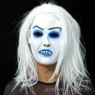 Маска на Хэллоуин Scary White Long Hair Hag Shape Masquerade Party Halloween Mask
