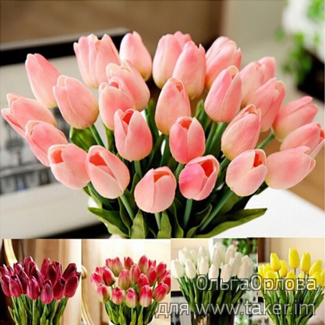 Искусственные тюльпаны, как живые! Освежающий декор вашей комнаты.