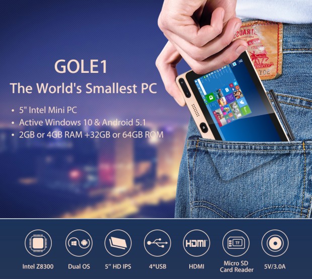 GOLE1 - невероятный Мини ПК с экраном на Intel Z8300