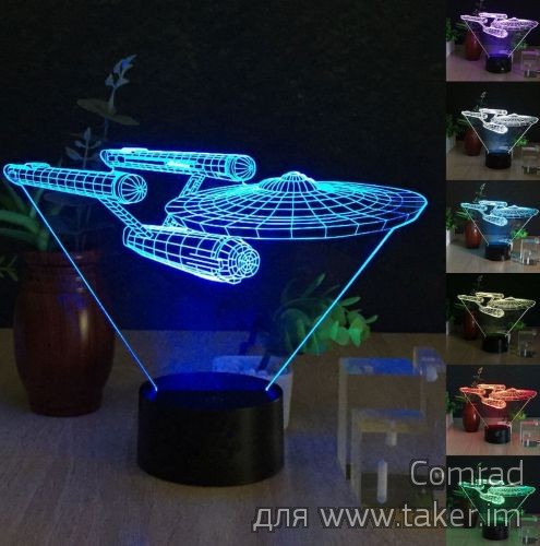 Настольная лампа для декора, 3D звездный крейсер USS Enterprise