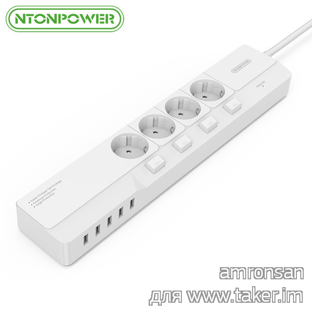 Сетевой удлинитель NTONPOWER с USB зарядкой и фирменный USB кабель.