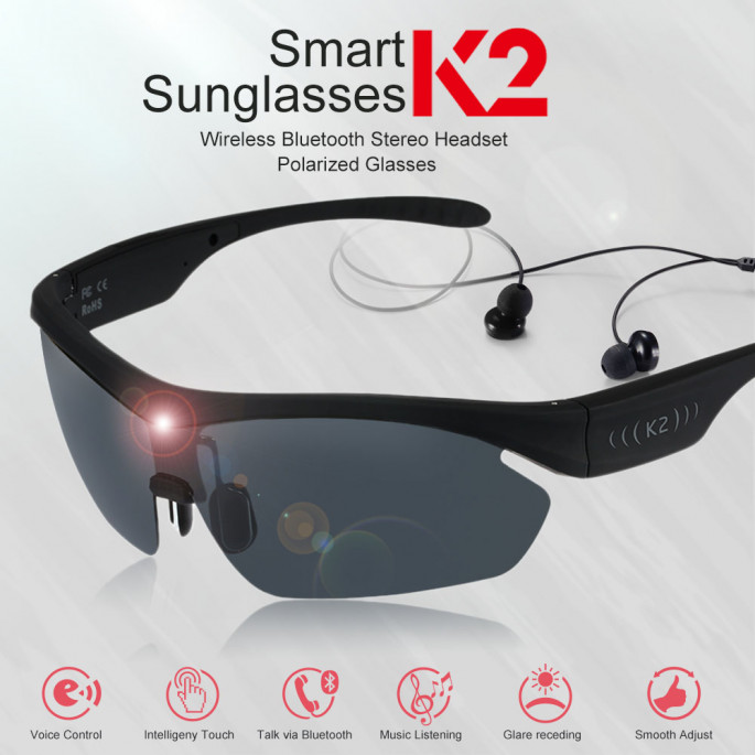 Поляризованные солнцезащитные очки с встроенной Bluetooth - гарнитурой, наушниками и сенсорным управлением