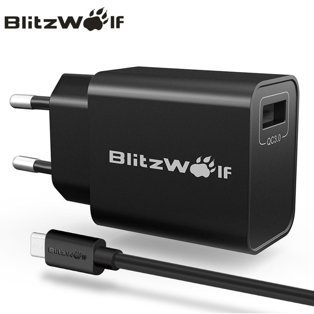 Зарядное устройство BlitzWolf BW-S9 с поддержкой QC3.0 и выходной мощностью до 18Вт + кабель