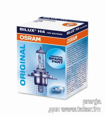 Лампа галогенная OSRAM H4 Original 12V 60/55W, 1шт., 64193