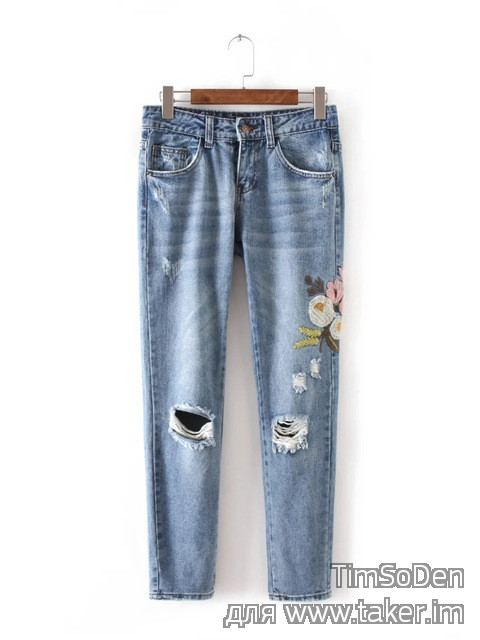 Женские джинсы с вышивкой