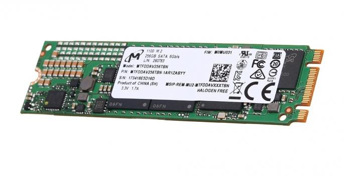 Дешевый скоростной M.2 SATA SSD диск Micron 1100 емкостью 256ГБ